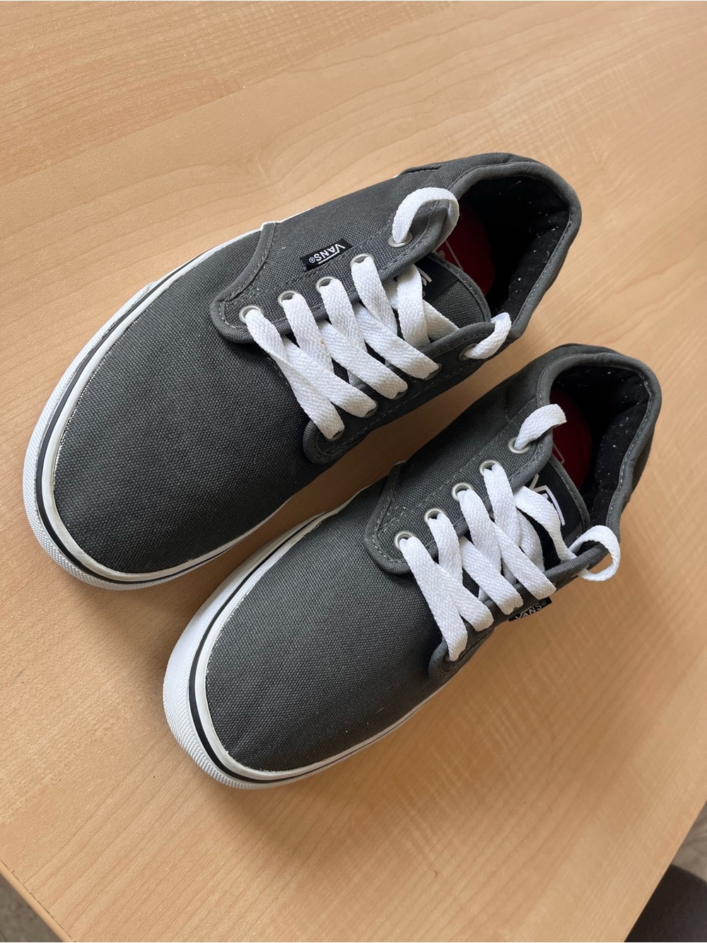 Vans Gray Canvas Low-Top Sneakers with White Laces